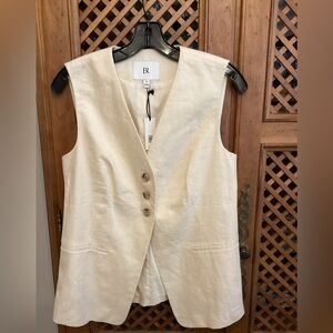 Banana Republic Cream/Light Yellow Sleeveless Linen Vest - Size 4